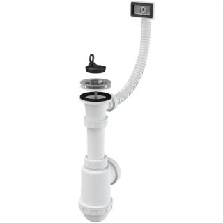 Сифон для мойки AlcaPlast с нержавеющей решеткой ?70 гофропереливом без штуцера A444-DN50/40